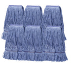 6 Pack Heavy Mop Replace Head，mop Head Replacement,Commercial mop Heads,Reusable Mop Head Refills-Replacement Mop Heads SuitableWet Industrial Blue Cotton Looped End String Head Refill (Blue)