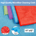 HOMERHYME Microfiber Cleaning Cloth, 52 Pack Cleaning Rags,12" X 11" Lint Free Dish Towels Wash Cloths, Reusable Microfiber Towels for Home and Kitchen Bathroom Apartment Cleaning Supplies, Assorted