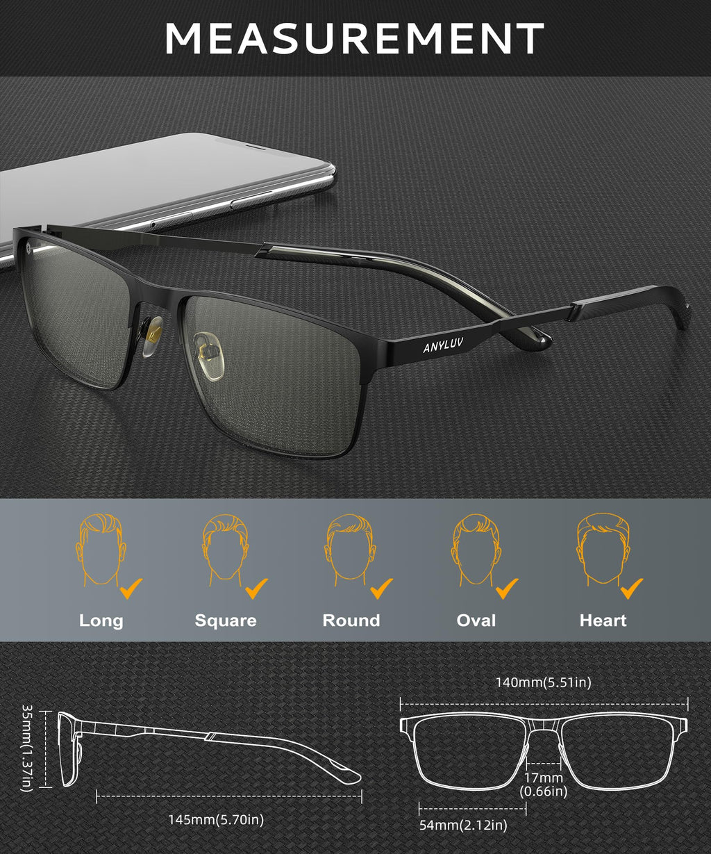 ANYLUV Blue Light Glasses for Men/Women, Lightweight Blue Light Blocking Glasses, Anti-Eye Strain Computer Glasses for Gaming