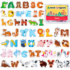 JoyCat Wooden Fridge Magnets for Kids – 26 Cute Animals & Uppercase Letters for Toddlers, Magnetic Alphabet Refrigerator Toys, Fun Educational Learning Gifts for Preschool 2 3 4 5 Years Old