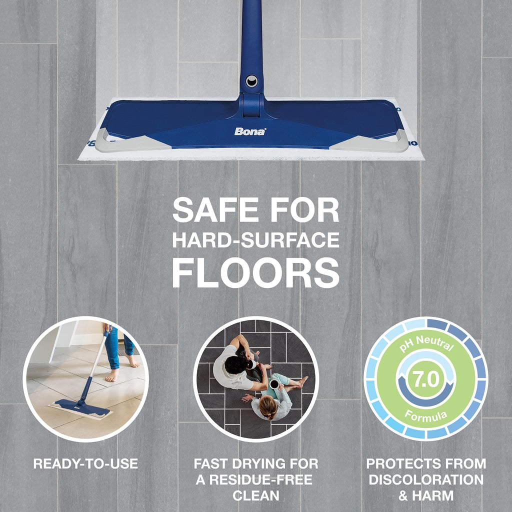 Bona® Disposable Wet Cleaning Pads for Hard-Surface Floors, Lemon Mint Scent 12 Count (Pack of 2)