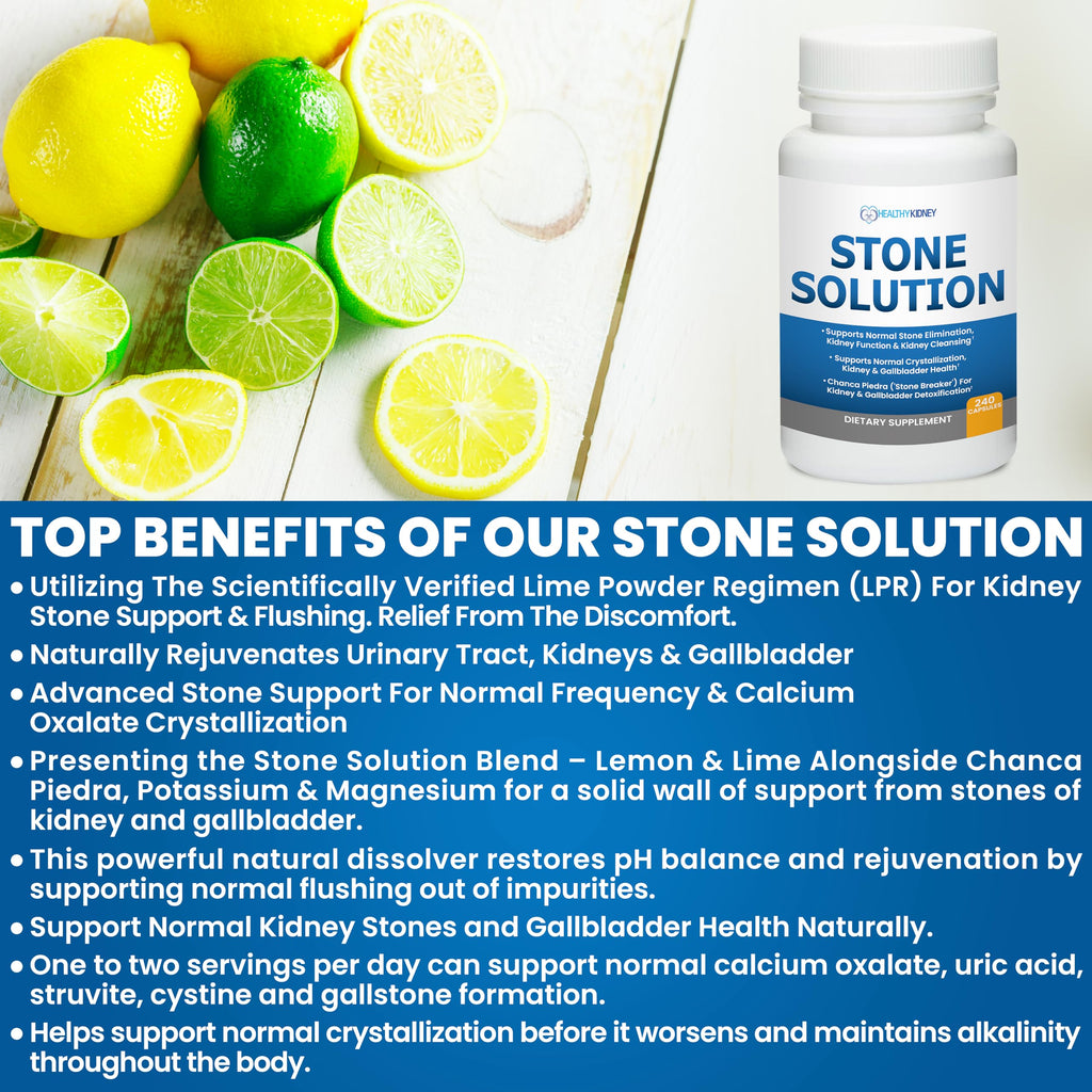 Stone Solution Capsules- Natural Dissolver, Kidney Stone Support & Kidney Cleanser Chanca Piedra Stone Breaker Gallbladder Cleanse, Flush & Stop Recurrence, Stone Relief 60 Servings