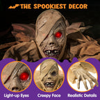JOYIN Halloween Zombie Groundbreaker Outdoor Decoration, Zombie Groundbreaker with Light-up Eye and Creepy Sound (IR Sensor Activated) for Halloween Outside, Lawn, Graveyard Decor, Haunted House Props