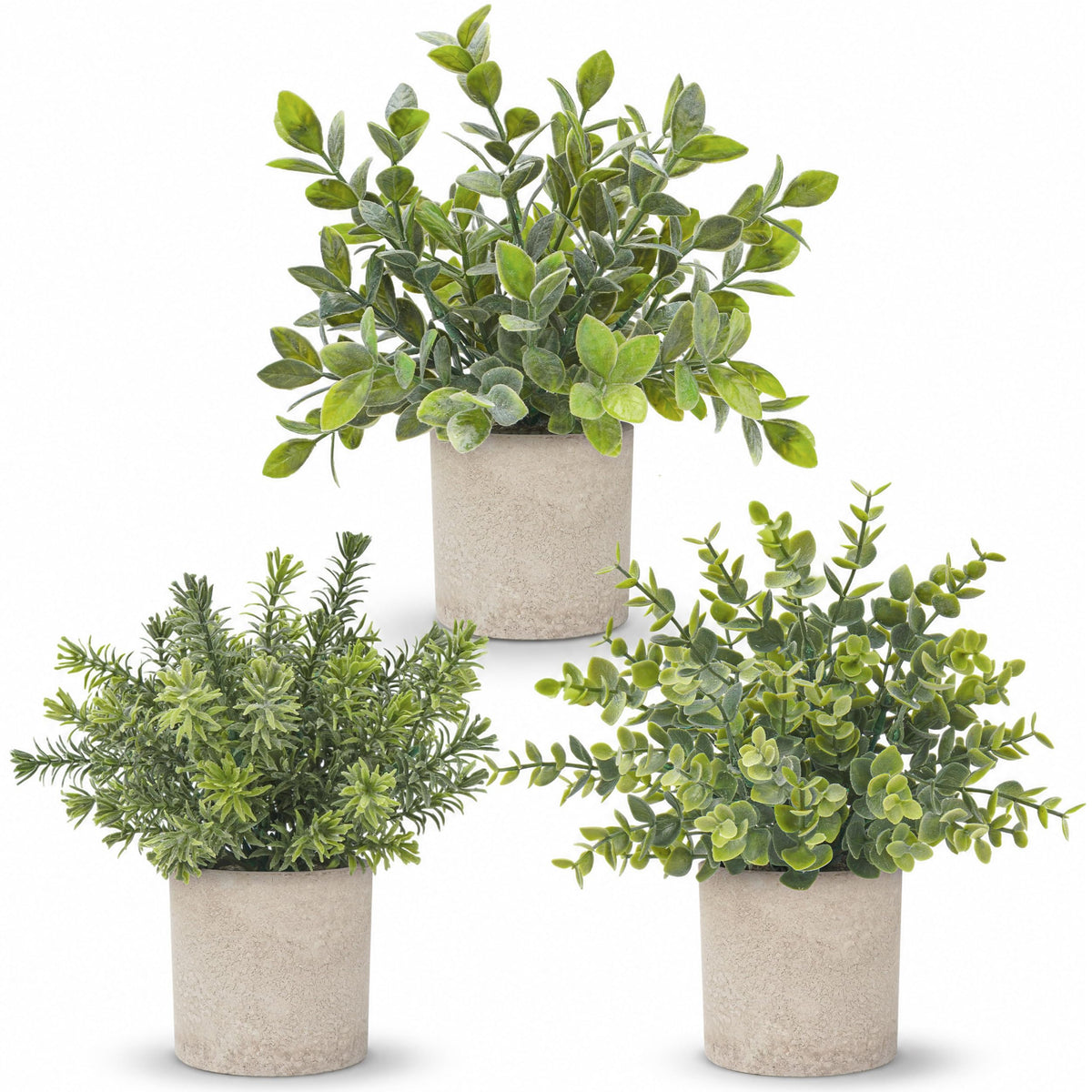 Der Rose 3 Pack Mini Fake Plants, Sage Green Artificial Plants for Shelves