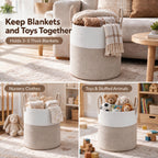 JMvicyroam 60L Cotton Rope Laundry Basket Hamper, Brown