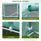 Outsunny 20' x 10' x 7' Walk-in Tunnel Greenhouse Zippered Door Green