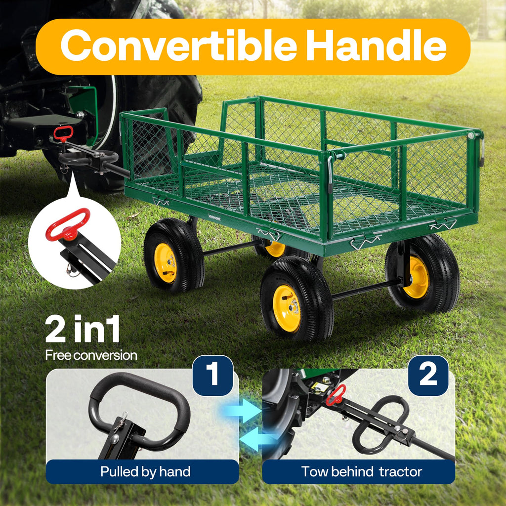 VIVOHOME Steel Garden Cart Heavy Duty 900 LBS 4.5 Cu Ft Utility Wagon