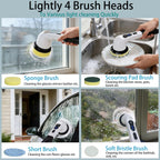 Electric Spin Scrubber Shower Cleaner Brush Cordless Power Cleaning 8 Brush Heads Extendable Handle 3 Adjustable 2 Speeds IPX7 Waterproof for Bathroom Kitchen