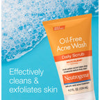 Neutrogena Oil-Free Acne Face Scrub, 2% Salicylic Acid Acne Treatment, Daily Face Wash to help Prevent Breakouts, Exfoliating Facial Cleanser for Acne-Prone Skin, Twin Pack, 4.2 fl. oz, 2 Pack