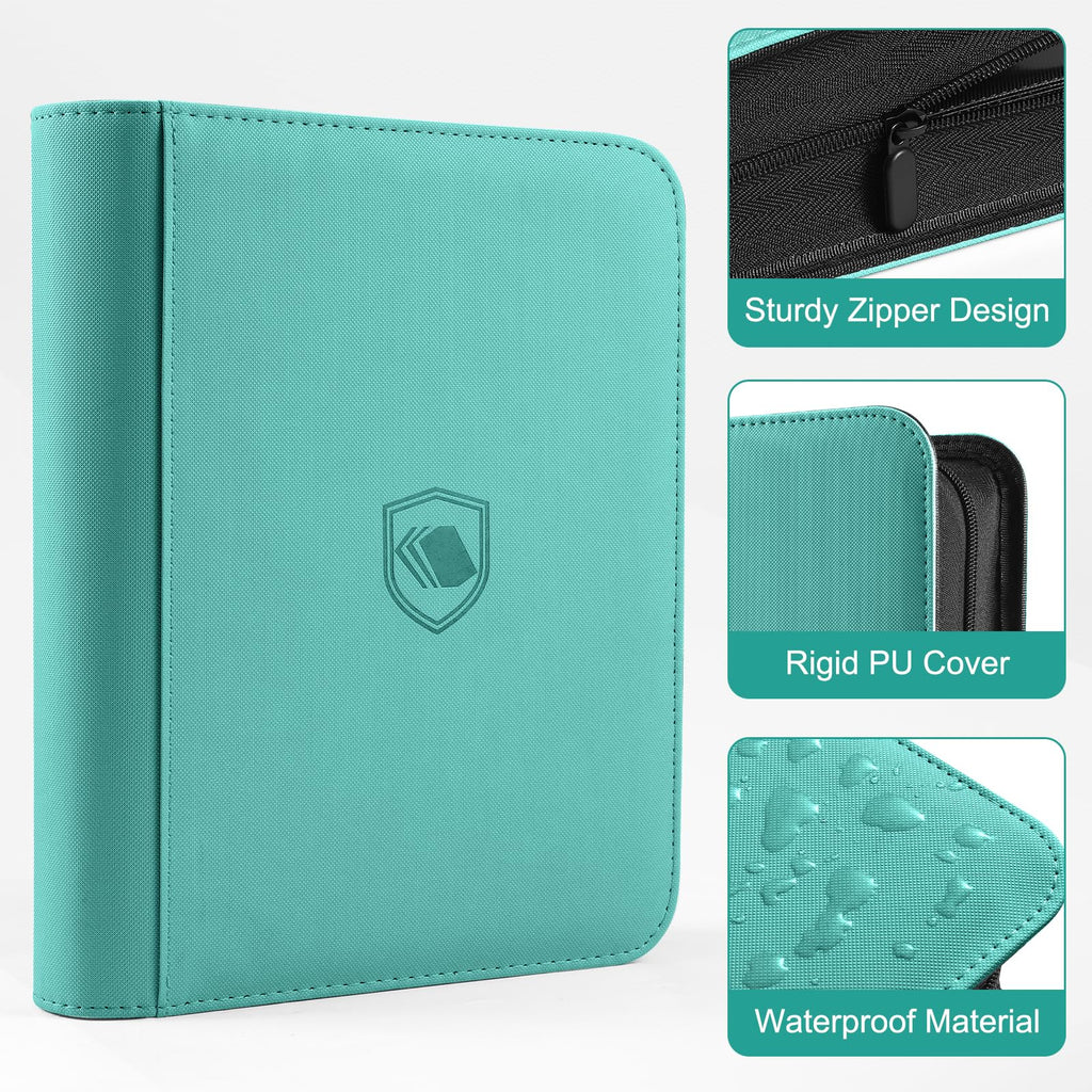 Toploader Binder, Holds 360 Toploaders, 100 Toploaders INCLUDED, 9-Pocket PU Cover Top Loader Binder for 3" x 4" Rigid Toploaders, Ringless Double-Sided Toploader Card Binder for TCG, Sport Cards