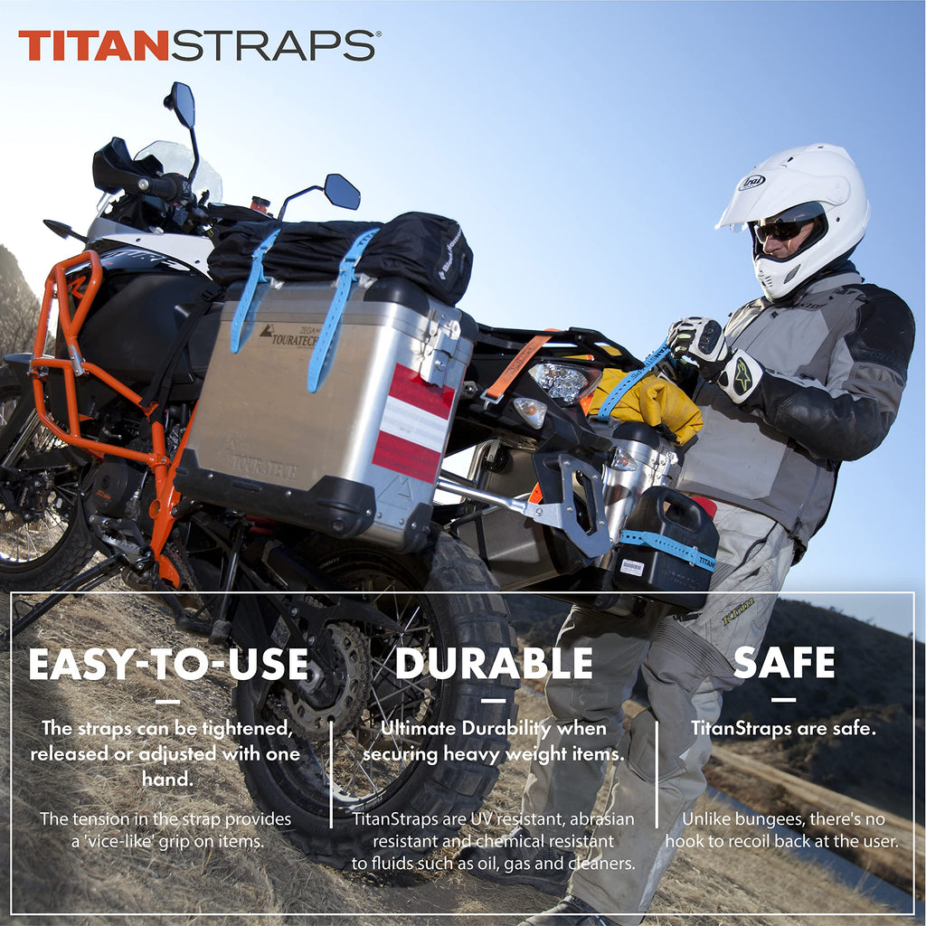Titan Industrial Straps – Strong & Simple Tie-Downs for Construction (Welders, DIY Home) & 1st Responders – 3 Year Warranty, Batch Tested – 70 lb. Working Load, 25" Length, Safety Orange, 2-Pack