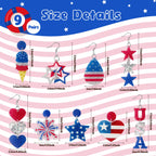 Y1tvei Independence Day Glitter Earrings for Women- 9 Pairs 4th of July American Flag Earrings Star Red Blue Dangle Drop Acrylic Accessories USA Flag Jewelry Gifts for Patriotic Memorial Veterans Day