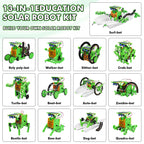 Bottleboom STEM 13-in-1 Education Solar Power Robots Toys for Boys Age 8-12, Educational Toy Science Kits for Kids Experiment Robotics Set Birthday Gifts for 8 9 10 11 12 Years Old-Green