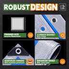 RAINDEWAY Tarps - 20x30 Feet, 5.5 Mil Thick, Multipurpose Waterproof Poly Tarp Cover with Metal Grommets and Reinforced Edges, Silver/Blue Large Tarp
