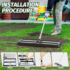 Updated Lawn Leveling Rake 30"x10", Lawn Leveler with Aluminum Rollers