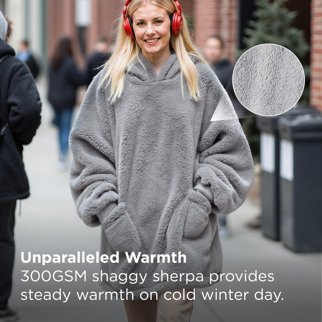 Bedsure Soft Wearable Blanket Hoodies for Women, Grey, Standard