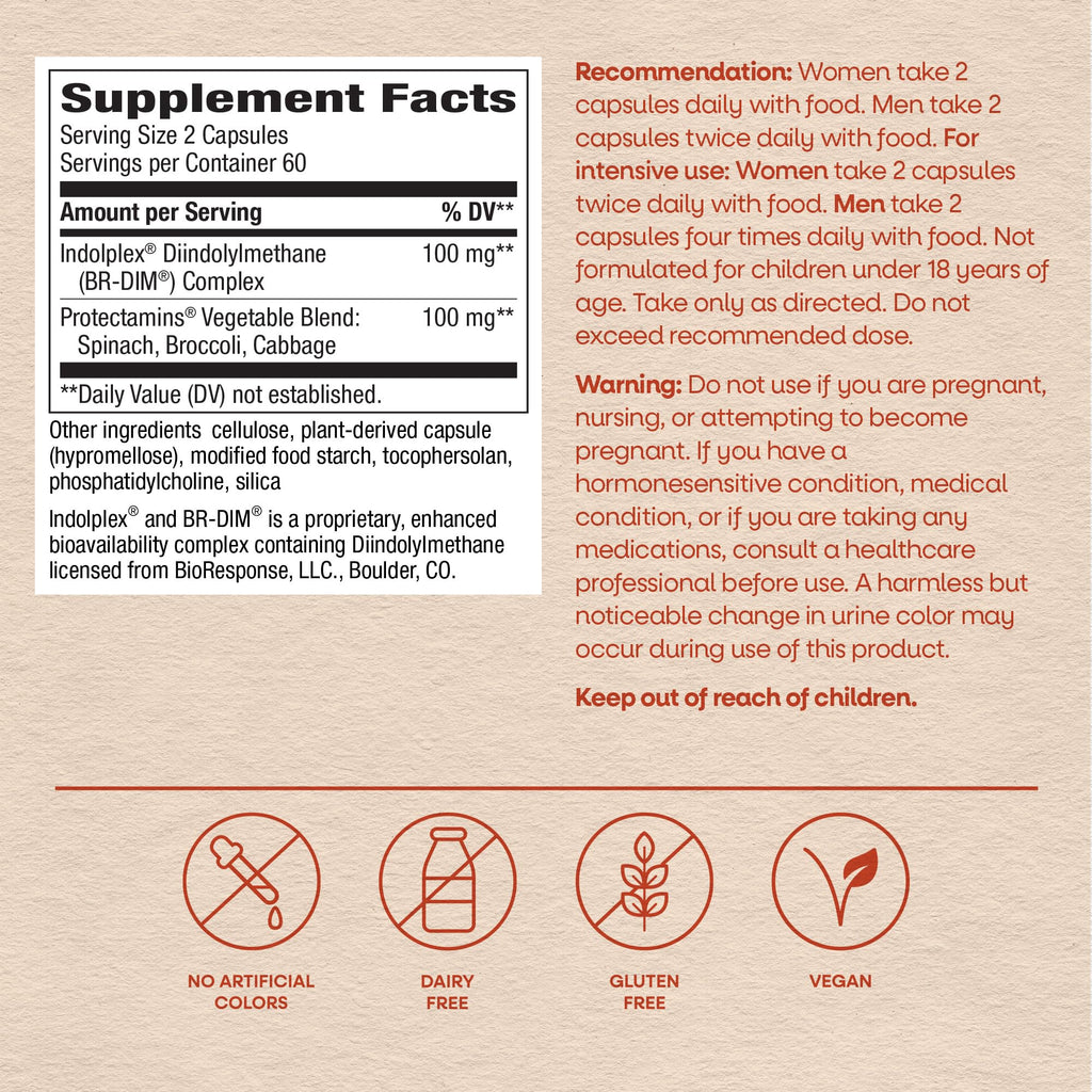 Nature's Way DIM-Plus DIM Supplement, BR-Diindolylmethane 100 mg per 2- Capsules, Supports Balanced Estrogen Metabolism, Prostate Function, and Premenstrual Breast Comfort*, 120 Vegan Capsules