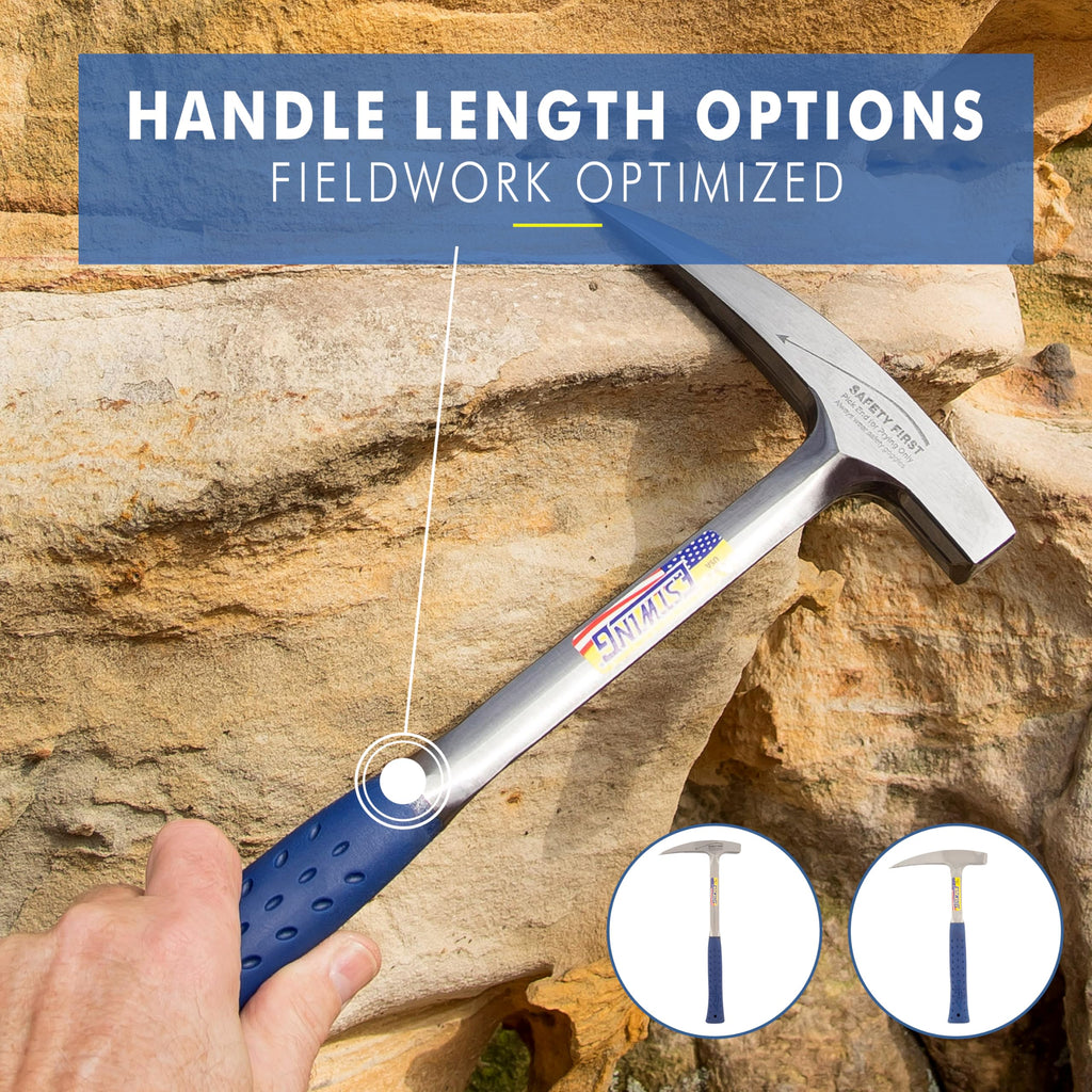 ESTWING Rock Pick - 22 oz USA Made Geology Hammer with Pointed Tip & Shock Reduction Grip - E3-22P
