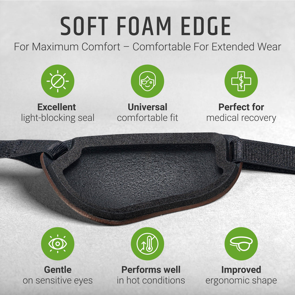 Premium Handmade Leather Eye Patch with Soft Foam Padding, Adult Eye Patch for Men and Women for Lazy Eye Therapy, Cosplay, and Pirate Costume (Black, Left)