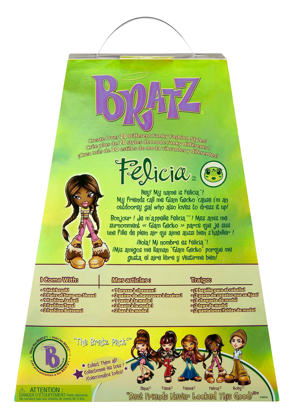 Bratz Original Fashion Doll Felicia Series 3 with 2 Outfits and Poster, Collectors Ages 6 7 8 9 10+