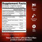 MARS MEN Testosterone Booster for Men - Natural Supplement Premium Tongkat Ali, Fenugreek, Shilajit & Boron - Male Support - Libido, Energy & Muscle Growth Support - 30 Servings