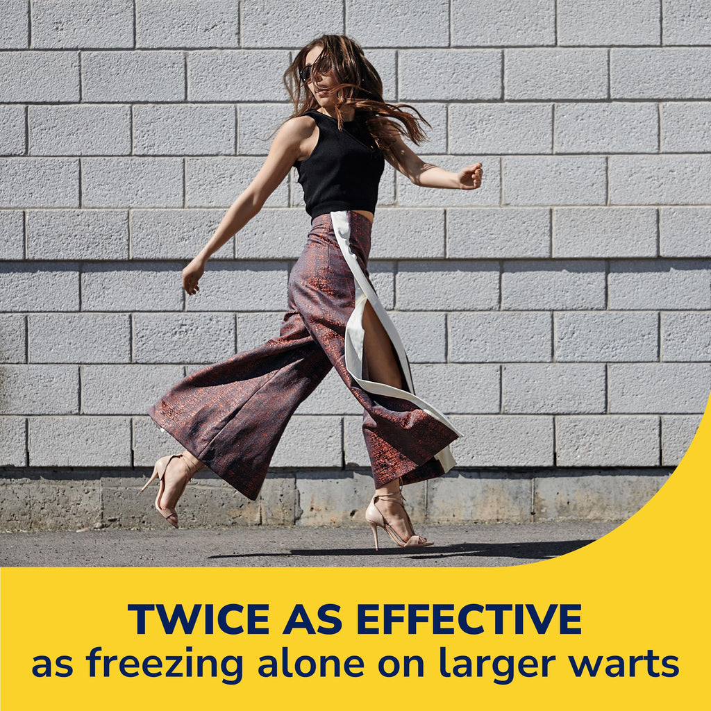 Dr. Scholl's Dual Action Freeze Away Wart Remover, 8 ct – Twice as Effective as Freezing Alone on Larger Warts, Fast-Acting Treatment for Common and Plantar Wart Removal, Safe to Use on Kids Ages 4+