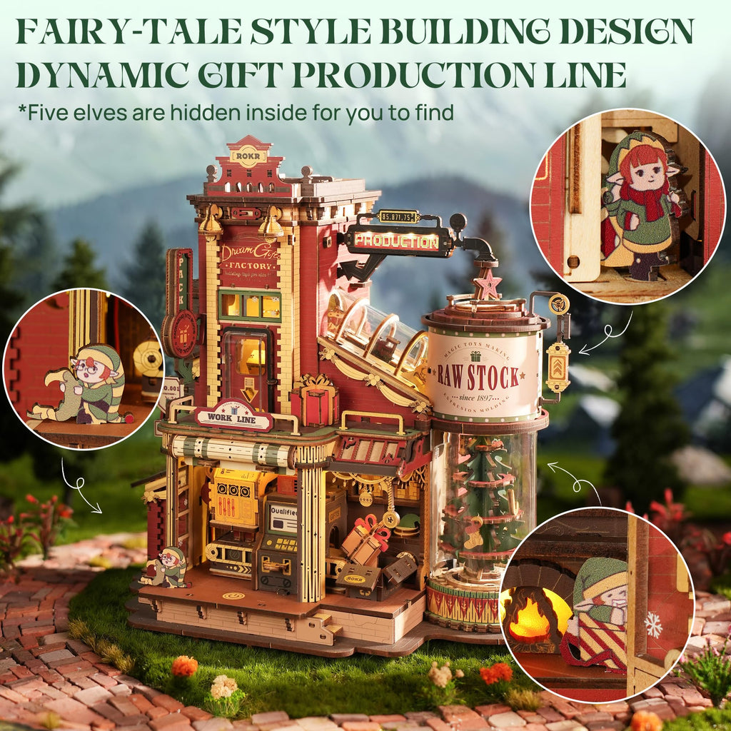 ROKR 3D Puzzle for Adults Christmas Dream Gift Factory DIY Miniature House