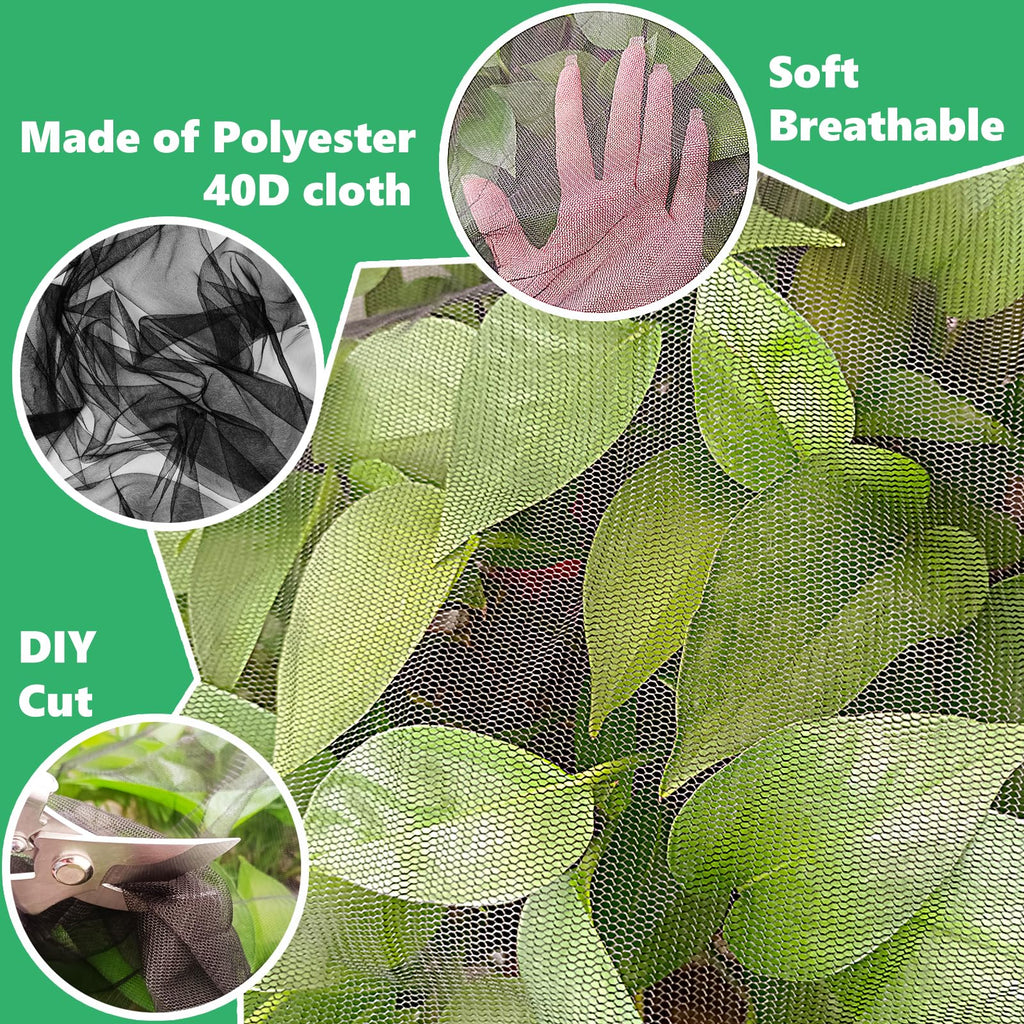 Mosquito Netting,10x50 FT Mosquito Mesh Net,Insect Bird Bug Screen for Patio Garden Vegetables Fruits Protection,Black Bed Curtains with 100 Pcs Straps