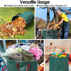 5-Pack 72 Gallon Yard Waste Bags,Reusable Collapsible Garden Leaf Bags with Plastic Ring,Standable,with Gardening Gloves,for Camping & Recycling Leaves,Lawn Debris & Grass Clippings