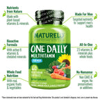 NATURELO Mens Multivitamins - One Daily Multivitamin for Men with Vitamins, Minerals & Organic Whole Foods, Boost Energy & Health, Non-GMO, 60 Vegetarian Capsules