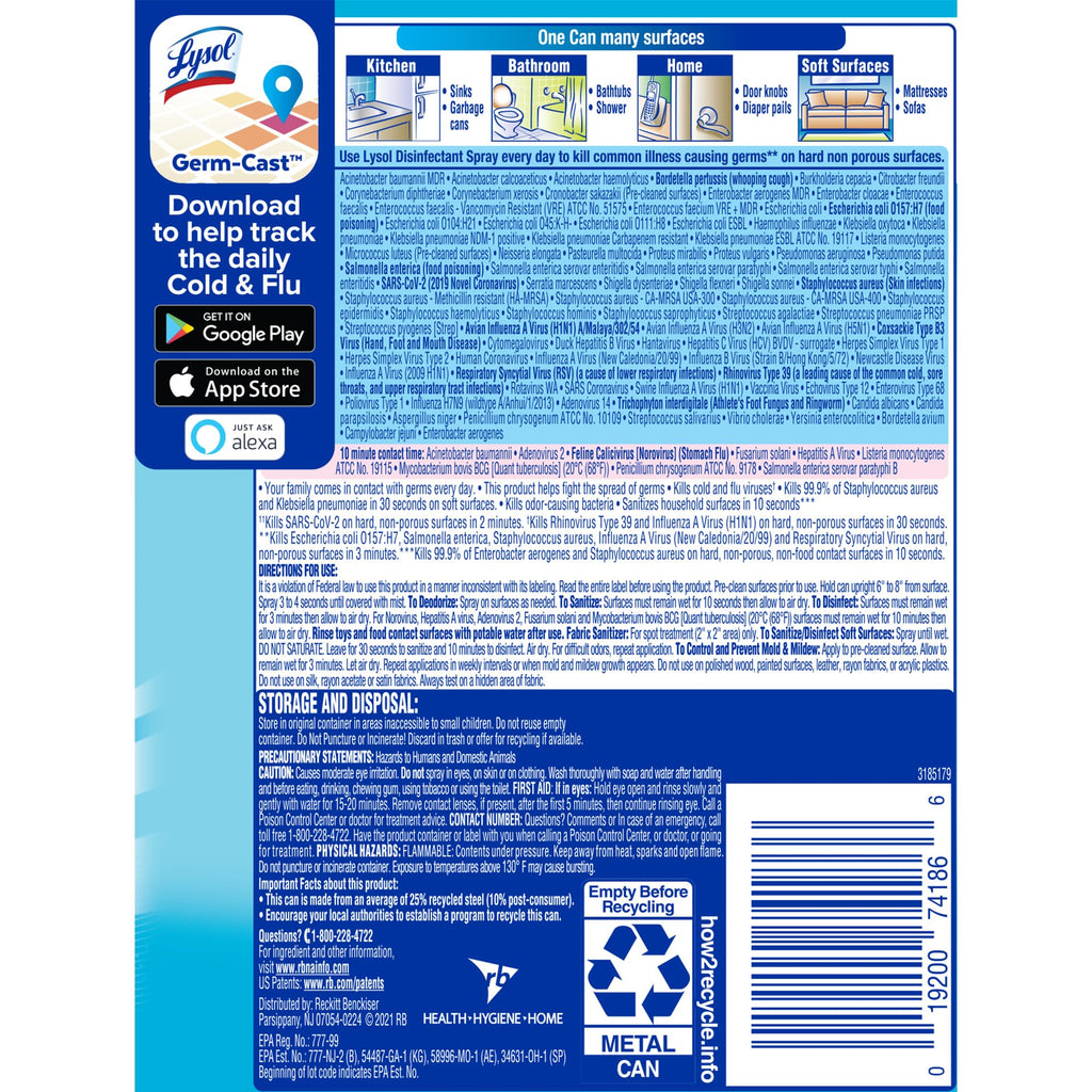 Lysol Disinfectant Spray, Sanitizing and Antibacterial Spray, For Disinfecting and Deodorizing, Crisp Linen, 12.5 Fl. Oz (Pack of 12)