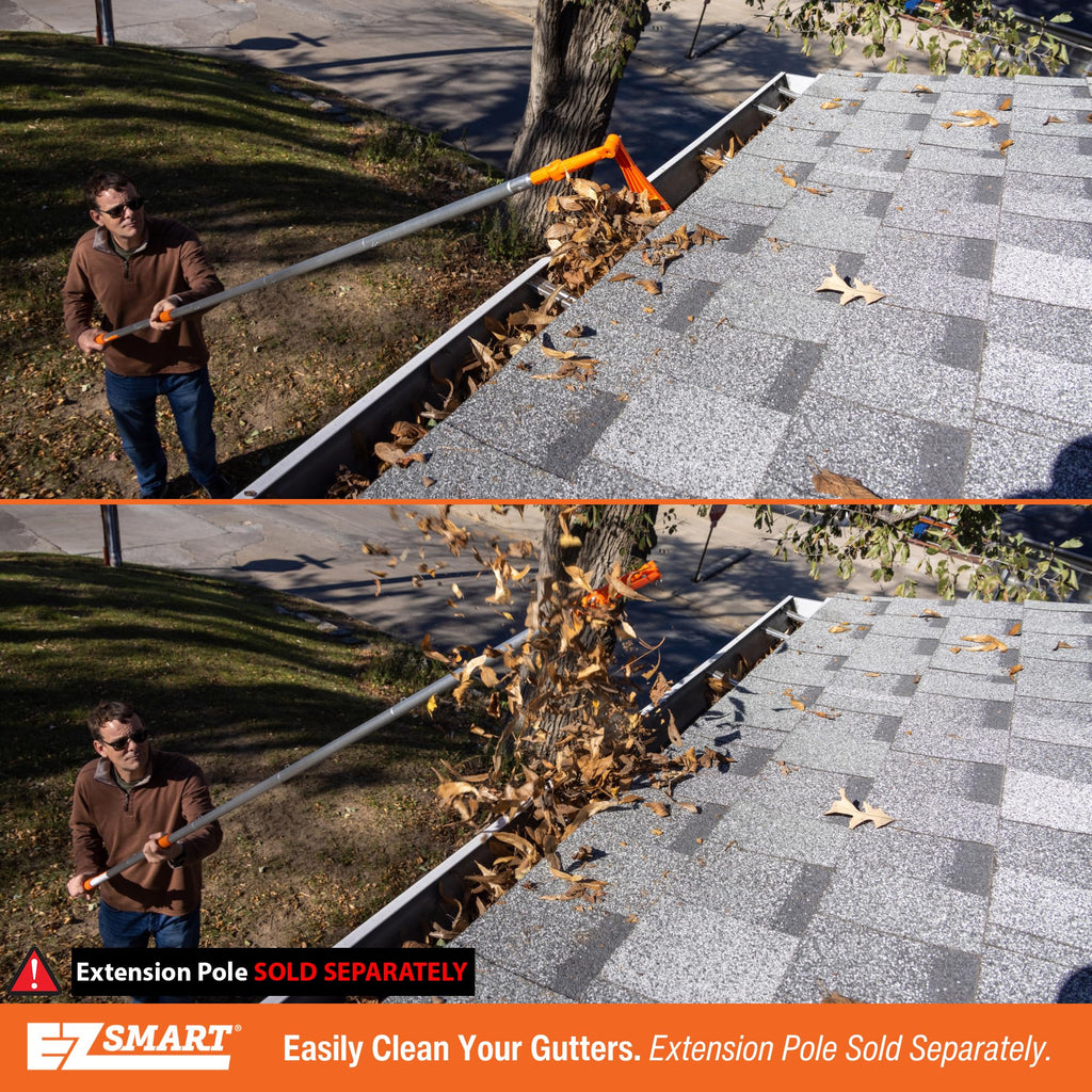 EZ Smart Mini Rake Head – Gutter Rake Tool for Removing Leaves & Debris from Roofs, Gutters & Hard-to-Reach Areas – Fits Standard Acme Thread & Recommended EZ Smart Pole (Not Included)