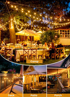 Brightown 58FT Solar String Lights Outdoor, IP65 Waterproof, Remote, Timer