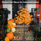 LIGHTSHARE 5FT 96LED Artificial Lighted Maple Tree Warm White Halloween Fall Decorations Indoor Ourdoor, Orange