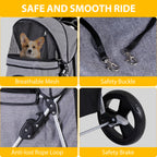 Epetlover 4 Wheels Dog Stroller Folding Pet Strolling Cart for Small Medium Cats Puppies Portable Jogger Travel Camping Puppy Carrier with Storage Basket Cup Holder, Gray