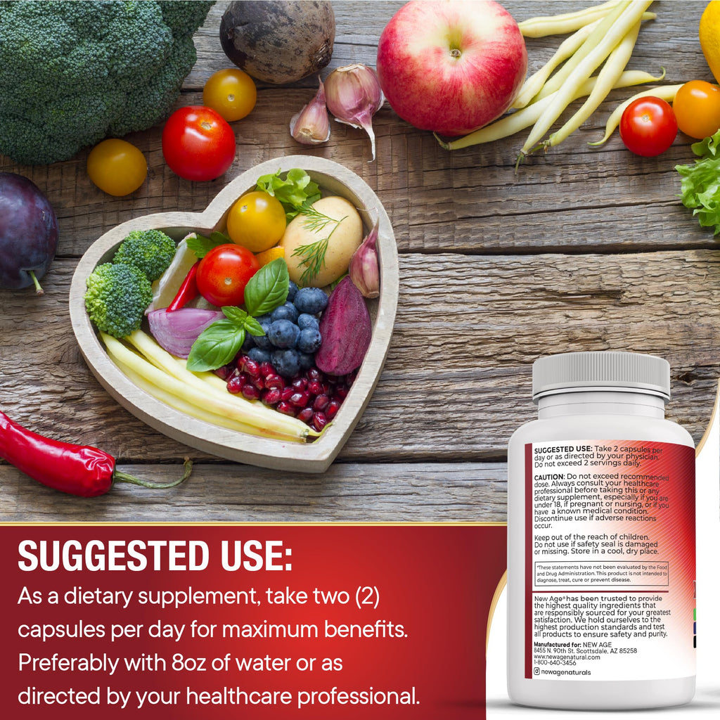 NEW AGE COQ10 200mg Red Yeast Rice Omega 3-6-9 Magnesium Complex Zinc Vitamin K2 D3 - Support Vitamins for Women and Men with Vitamin B3, Coenzyme Q10-180 Count