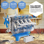 Discovery #MINDBLOWN Model Engine Building Kit, DIY 4-Cylinder Combustion Engine, Working Pistons Fan Valves Belts LED Lights, STEM Mechanic Engineering Construction Experiment Set, Kids & Adults Gift