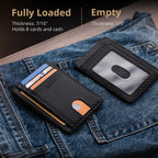 Buffway Slim Minimalist Front Pocket RFID Blocking Leather Wallets for Men and Women - Carbon Fiber Black