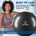 ProBody Pilates Exercise Ball - Multiple Sizes Gym Grade Balance Ball for Fitness, Workout, Pregnancy & Physical Therapy, Stability Yoga Ball Chair (Black, 45 cm)