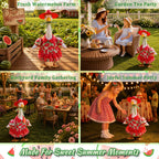 Pextian Watermelon Porch Goose Outfit, 23 inch Porch Goose Summer Outfit with Watermelon Dress and Hat, Cute Goose Clothes for Outdoor Garden Yard Patio Lawn Art Decor
