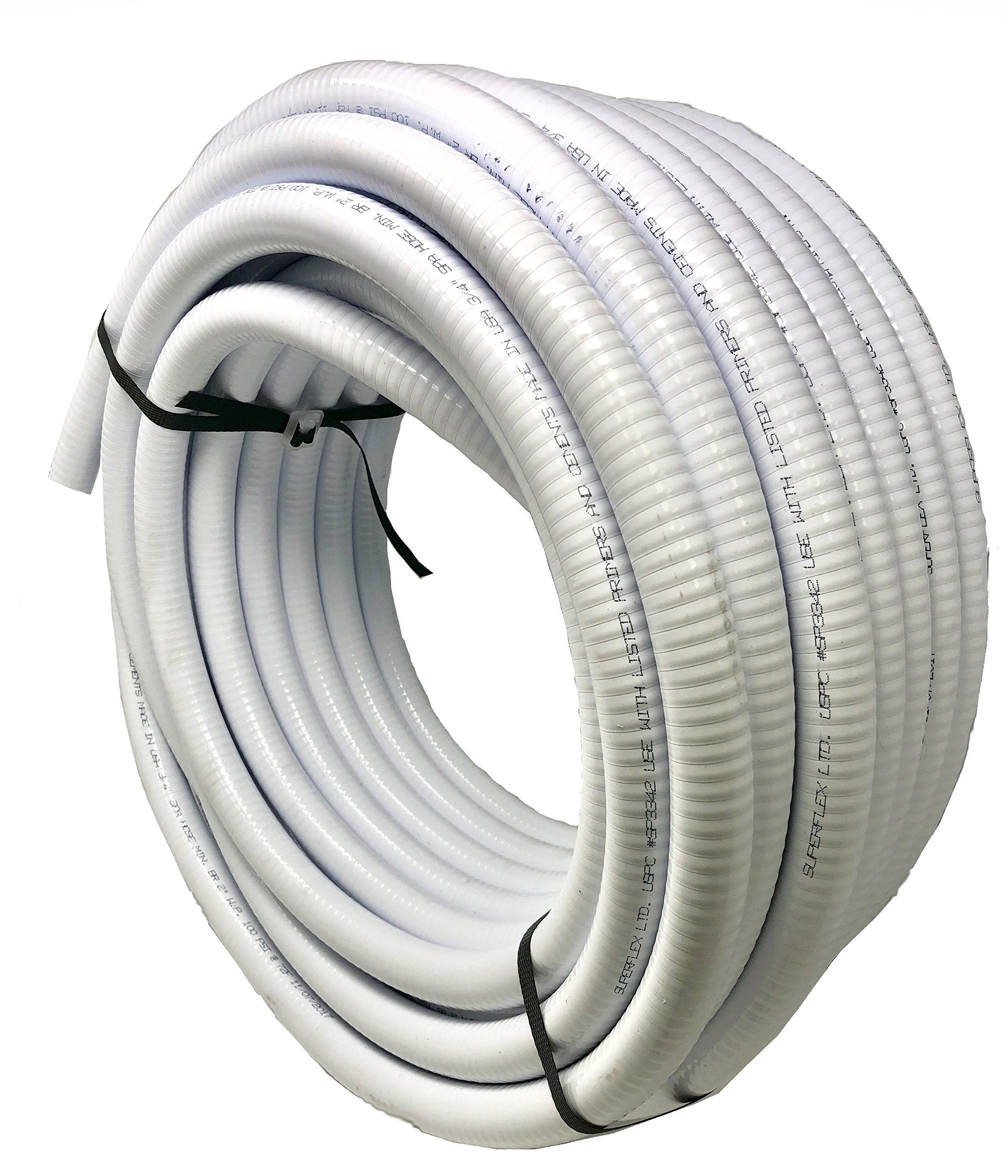 Sealproof 1.5" Dia Flexible PVC Pipe, Swimming Pool and Spa Hose, Pool Plumbing Schedule 40 Tubing, Made In USA, 1-1/2-Inch, 50 FT, White