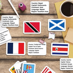 Zastic! World Flags Flashcards - 245 Country Flags, Capitals, Languages & Continents - Gloss Laminated Kids Geography Flash Cards