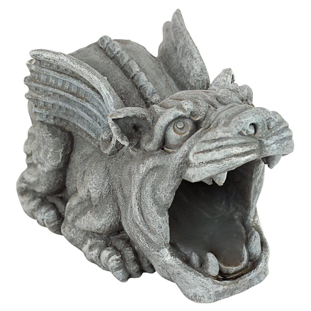 Design Toscano Roland the Gothic Gargoyle Gutter Guardian Rain Downspout Extension Outdoor Statue, 10 Inch Long, Cast Stone Resin, Grey Stone Finish