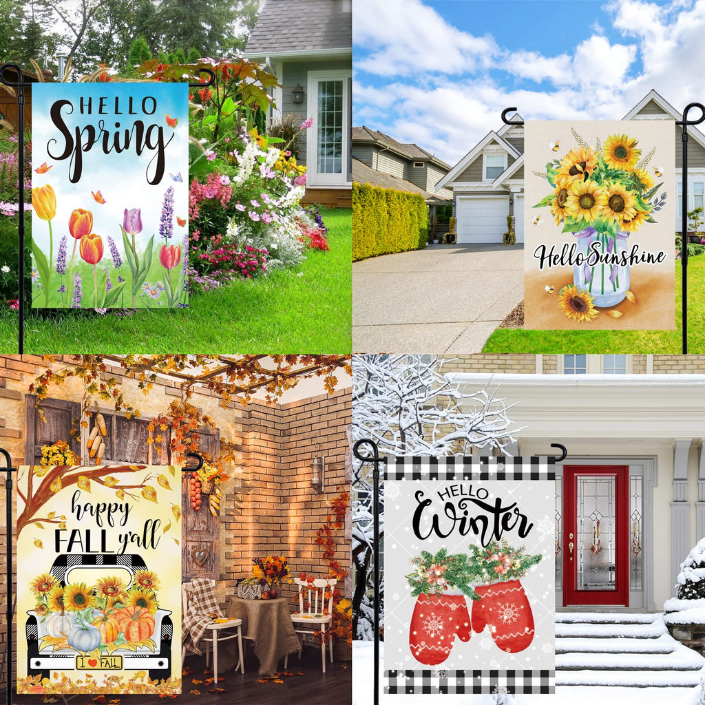 Seasonal Garden Flags Set of 12 Double Sided 12x18 Inch Yard Flags