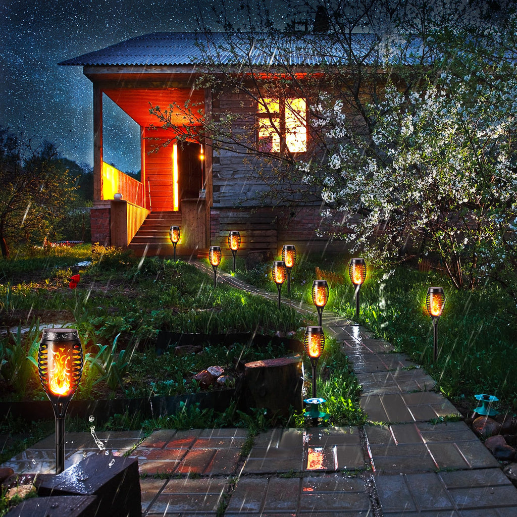 Toodour Solar Torch Flame Lights, 12 Pack Solar Lights Outdoor with Flickering Flame, Waterproof Patio Light Landscape Decoration Lighting for Garden, Lawn, Yard, Outdoor Decorations