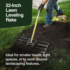 Rocklin™ Lawn Leveling Rake – 22” x 10” Stainless Steel Leveling Tool with 78” Handle | Smooth & Level Soil, Sand or Grass | Durable Leveling Tool for Lawn, Yard and Garden