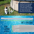 U.S. Pool Supply Above Ground Pool Hose Replacement 1.25" Diameter x 59" Long, Pack of 3 - White Premium Pool Filter Pump Hoses Compatible with Intex 607, 637 Pumps, 330, 530, 1000 GPH, 6 Metal Clamps