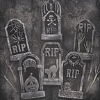 Hourleey Halloween Foam RIP Tombstones, 6 Pack 15" Graveyard Headstone Decorations Outdoor for Halloween Lawn Yard Garden Tombstone Decor