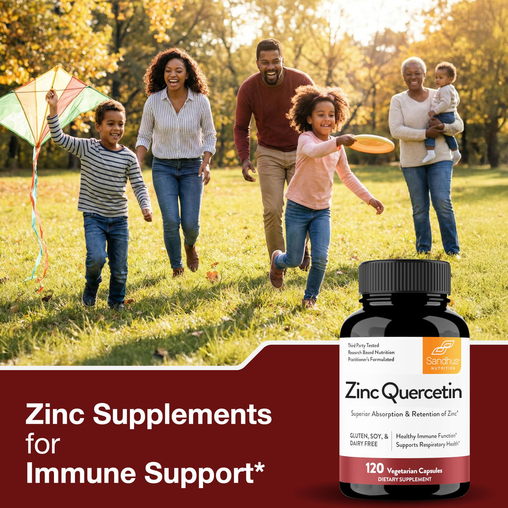 Sandhu's Zinc Quercetin 120 Vegetarian Capsules (Pack of 1) | High Absorption Zink Supplements for Immunity and Seasonal Allergy | Antioxidant Immune Support for Men and Women | Easy to Swallow