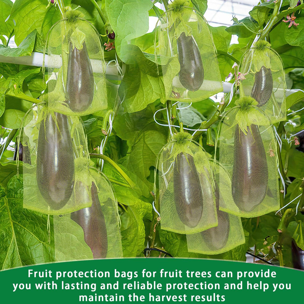 DECYOOL 120 Pcs Green Fruit Protection Bags 6x12 Drawstring Cover Bags
